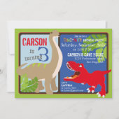 Dinosaur Third Birthday Invitation Kaart (Voorkant)