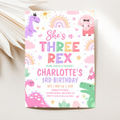 Dinosaur Three Rex 3rd Birthday Invitation