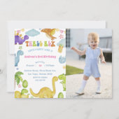 Dinosaur Three Rex 3rd Birthday Party Invitation Kaart (Voorkant)
