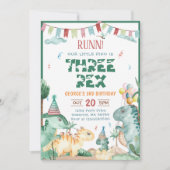 Dinosaur Three Rex 3rd Birthday Party Kaart (Voorkant)