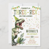 Dinosaur Three Rex 3rd Birthday Party  Kaart (Voorkant)