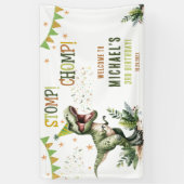 Dinosaur Three Rex 3rd Birthday Party  Spandoek (Verticaal)