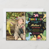 Dinosaur Three Rex 3rd Birthday Party T-Rex Foto Kaart (Voorkant)