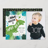Dinosaur Three-Rex T-Rex RAWR 3rd Birthday Kaart (Voorkant / Achterkant)