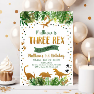 Dinosaur Three Rex Third Birthday Kaart