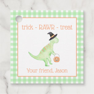 Dinosaur Treat Rawr Green Sinaasappel Halloween Ki Bedankjes Labels