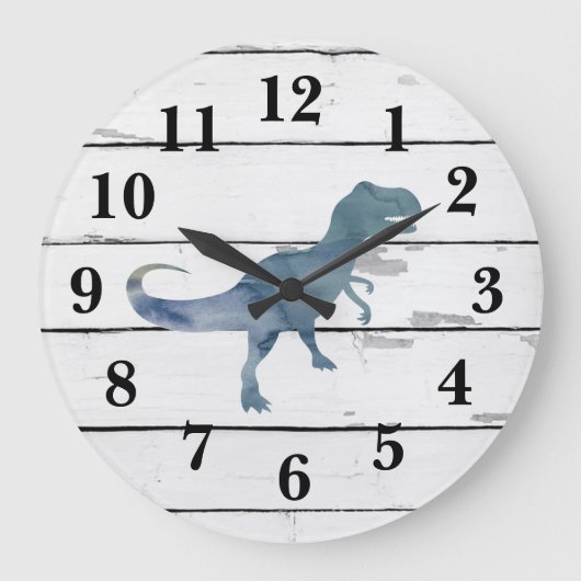 Dinosaur Trex Decor Rustic Shiplap Grote Klok (Voorkant)