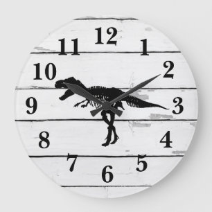 Dinosaur Trex Decor Rustic Shiplap Large Clock Grote Klok