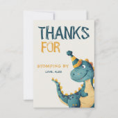 Dinosaur Trex Drie Rex 3e Verjaardagsfeest Bedankkaart (Voorkant)