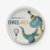 Dinosaur Trex Drie Rex 3e Verjaardagsfeest Papieren Bordje (Voorkant)