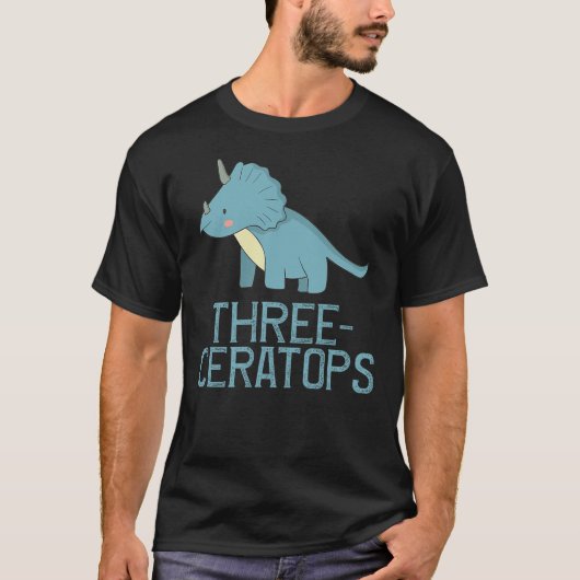 Dinosaur triceratops birthday Tshirt for three yea (Devant)
