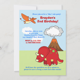 Dinosaur Triceratops Custom Birthday Invitation Kaart