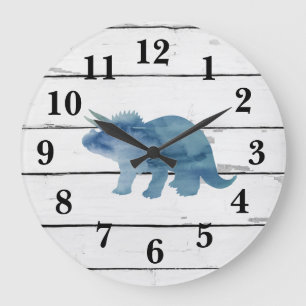 Dinosaur Triceratops Decor Rustic Shiplap Grote Klok