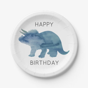 Dinosaur Triceratops Happy Birthday Party Borden Papieren Bordje