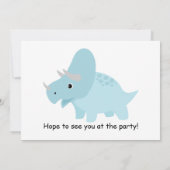 Dinosaur Triceratops Invitation d'anniversaire (Dos)