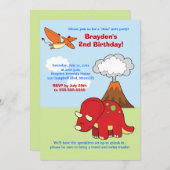 Dinosaur Tricératops Invitation d'anniversaire per (Devant / Derrière)