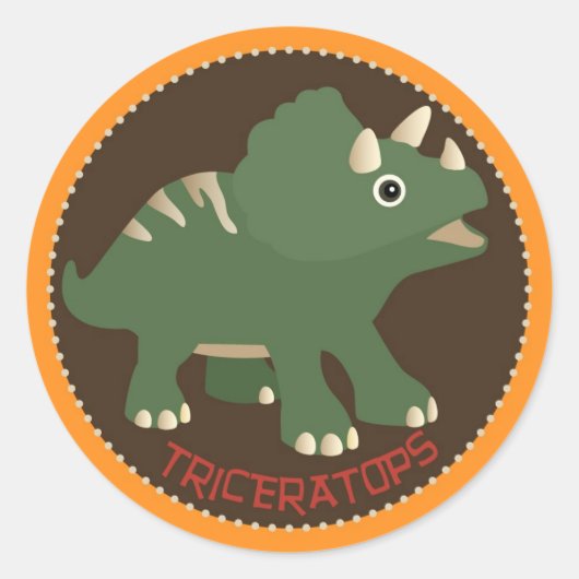 Dinosaur Triceratops Verjaardag Cupcake Topper Lab Ronde Sticker (Voorkant)