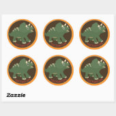 Dinosaur Triceratops Verjaardag Cupcake Topper Lab Ronde Sticker (Vel)