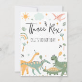Dinosaur Trois Rex 3e Anniversaire Fête Invitation (Devant)