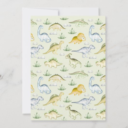 Dinosaur Trois Rex 3e Invitation d'anniversaire (Dos)