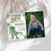 Dinosaur Trois Rex 3e Invitation d'anniversaire