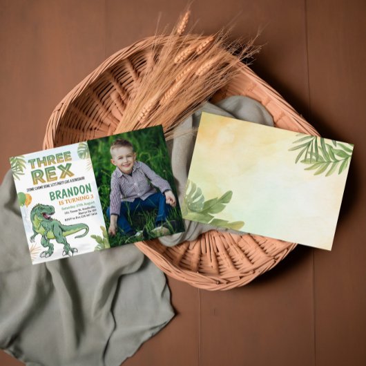 Dinosaur Trois Rex 3e Invitation d'anniversaire