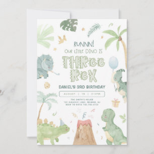 Dinosaur troisième invitation anniversaire