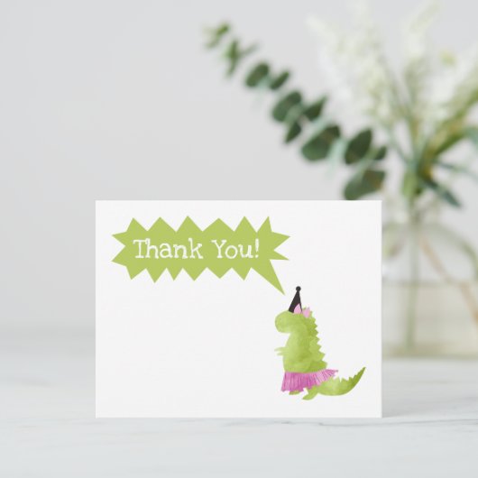 Dinosaur Tutu Merci Note Carte Ballerina Dino (Debout devant)
