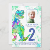 Dinosaur, tweede geboortedag foto kaart (Voorkant)
