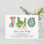 Dinosaur Tweede verjaardag Kaart (Staand voorkant)