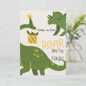 Dinosaur Twins 4th Birthday Invitations (Debout devant)