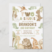 Dinosaur Two-A-Saurus 2e verjaardag Kaart (Voorkant)