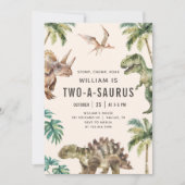 Dinosaur Two-A-Saurus 2e verjaardag Kaart (Voorkant)