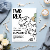 Dinosaur Two rex Boy 2st Birthday Party Invit Kaart