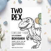 Dinosaur Two rex Boy 2st Birthday Party Invit Kaart