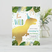 Dinosaur Two Wild Birthday Boy Dinosaur Birthday Kaart (Staand voorkant)