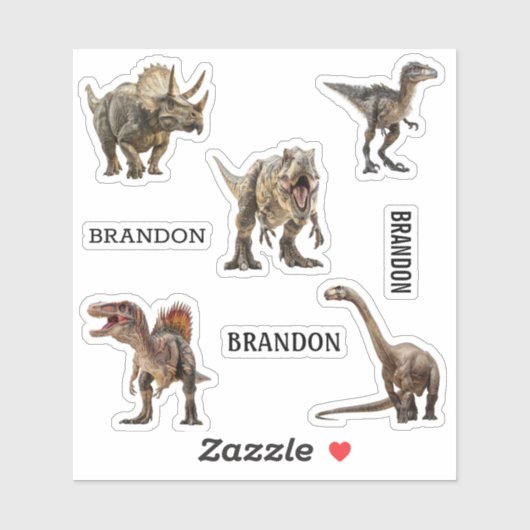 Dinosaur Tyrannosaurus Raptor Spinosaurus Naam Sticker (Vel)