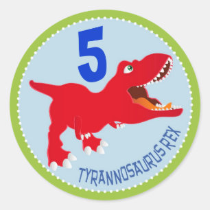 Dinosaur Tyrannosaurus Rex Birthday Cupcake Topper Ronde Sticker