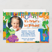 Dinosaur Uitnodiging - Kinderen van Birthday (Voorkant / Achterkant)