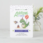 Dinosaur-uitnodigingen, verjaardagsuitnodigingen v kaart (Staand voorkant)