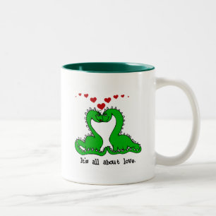 Dinosaur Valentijn Love Tshirts and Gifts Tweekleurige Koffiemok