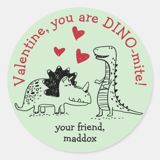 Dinosaur Valentijn Sticker (Voorkant)
