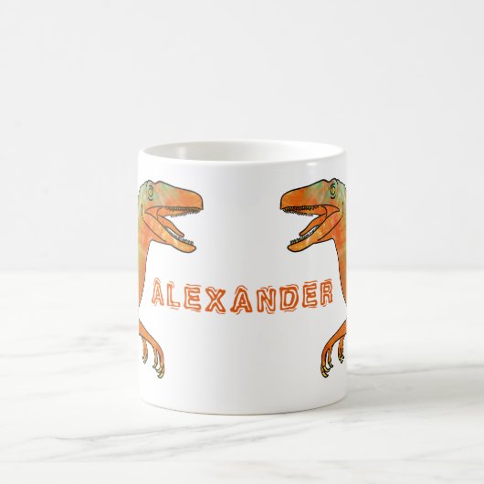 Dinosaur velociraptor Personalized Koffiemok (Center)