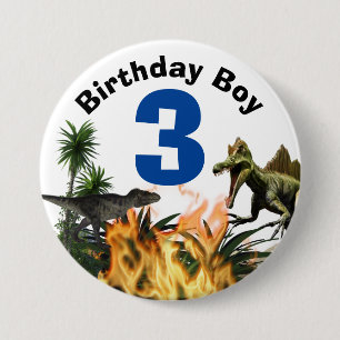 Dinosaur-verjaardag DY-leeftijd t-rex prehistorisc Ronde Button 7,6 Cm