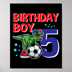 Dinosaur Verjaardag Jongen 5 Jaar Oude Dino Voetba Poster