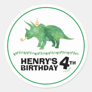Dinosaur Verjaardag Triceratops Sticker