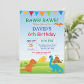 Dinosaur Verjaardag Uitnodiging Dino Party (Staand voorkant)