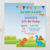Dinosaur Verjaardag Uitnodiging Dino Party (Voorkant / Achterkant)