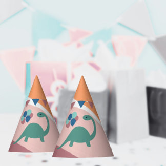 Dinosaur verjaardagballonbanner neutraal feesthoedjes