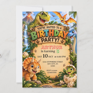 Dinosaur Verjaardagsfeest Uitnodiging | Elke Leeft
